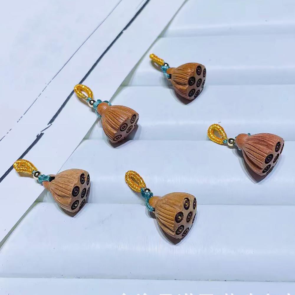 Fiasrel DIY Peach wood lotus pod pendant