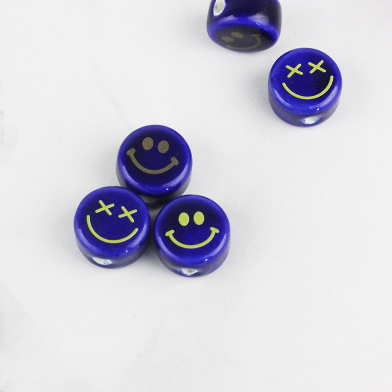Fiasrel Sapphire blue cartoon smiley face beads