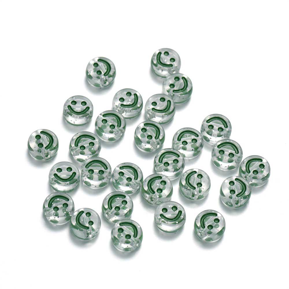 Fiasrel 100pcs Transparent colored smiley face beads
