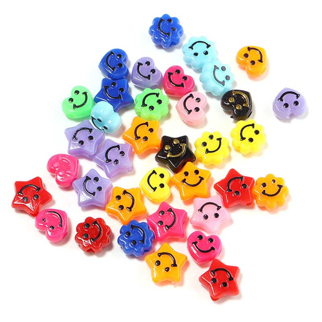 Fiasrel 50pcs Smiling face expression bead