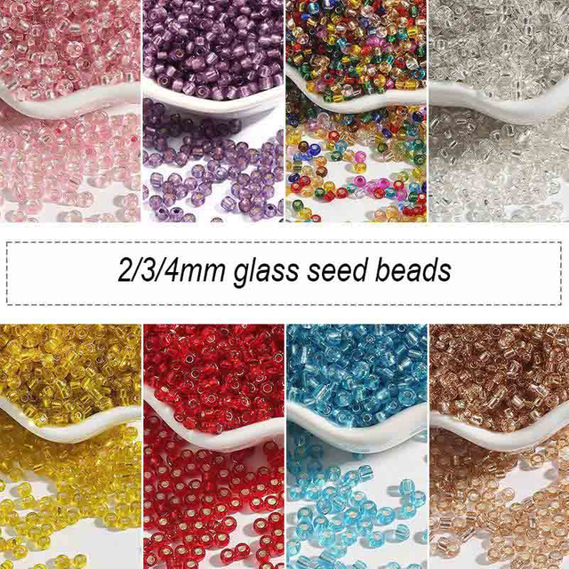 Fiasrel 2-4mm Transparent Silver-Lined Seed Beads , Handmade Glass Decorative Beads 