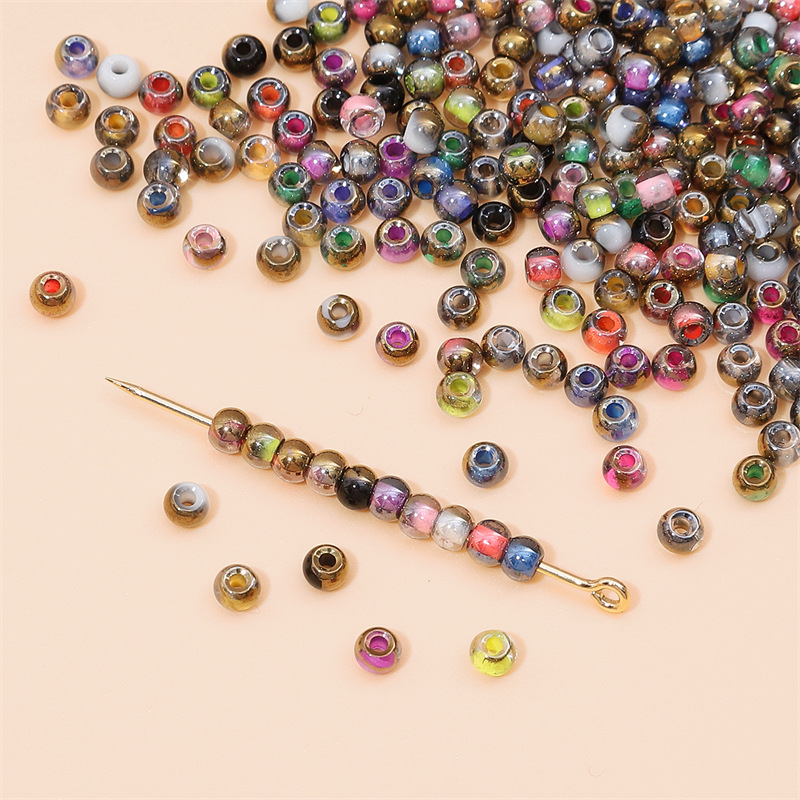 Fiasrel 4mm Gradient Gold-Colored Glass Seed Beads - Round Shiny Beads