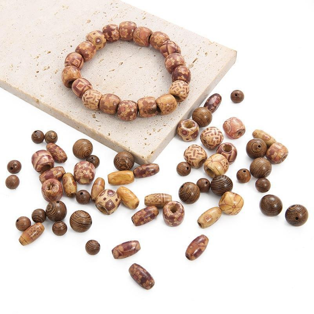 Fiasrel Natural chicken wing wood beads, round beads, bucket beads