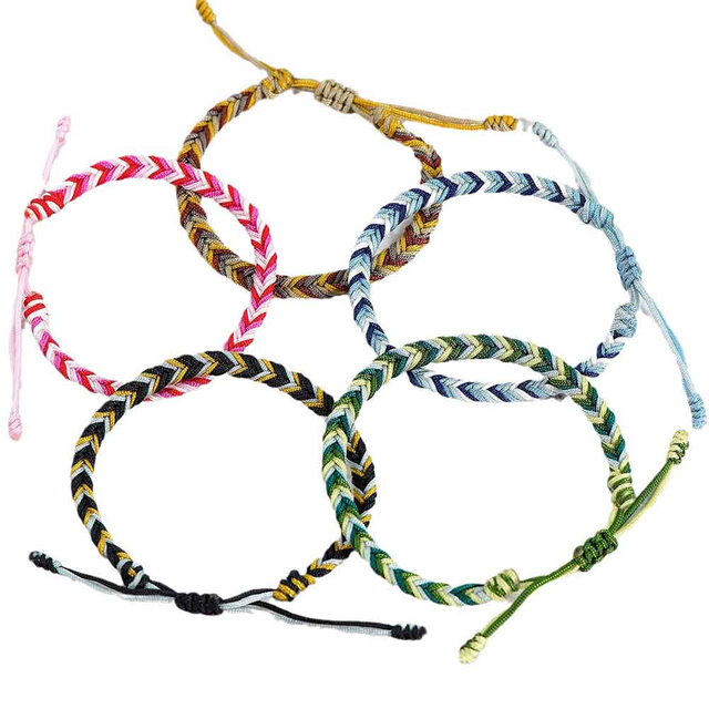 Fiasrel 6pcs Fishbone braid color-blocked bracelet