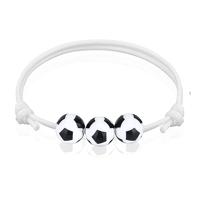 Fiasrel 2pcs Basketball and baseball wax thread woven bracelets