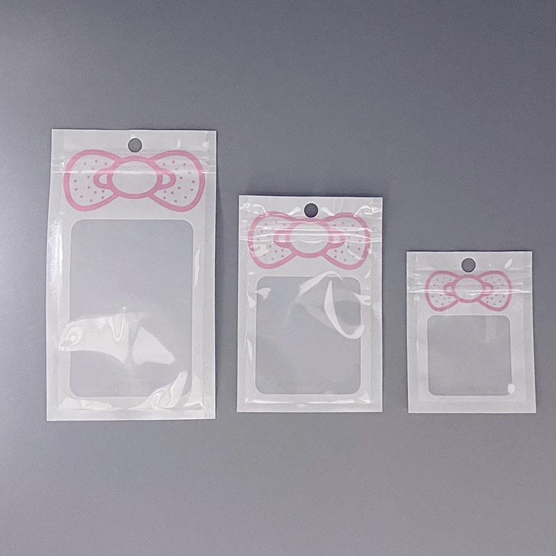 Fiasrel 100pcs Bow Cartoon Jewelry Self-sealing Bag -1