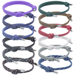 Fiasrel 13 Colors Adjustable Woven Hand Double-Layer Personality Unique Copper Polyester Lucky Paracord Rope Bracelet