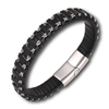 Fiasrel Vintage Charm Bracelets Stainless Steel Fancy Braided Leather Bracelet