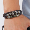 Fiasrel Vintage Anti-Possession Pentagram Star Pattern Leather Braided Bracelet