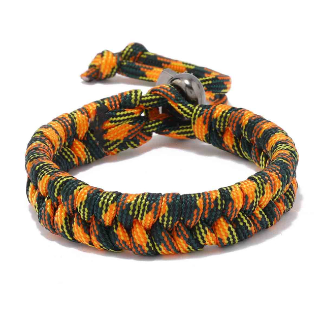 Fiasrel Handmade Nylon Rope Outdoor Paracord Survival Camping Camouflage Bracelet Handcrafted Woven Bracelet