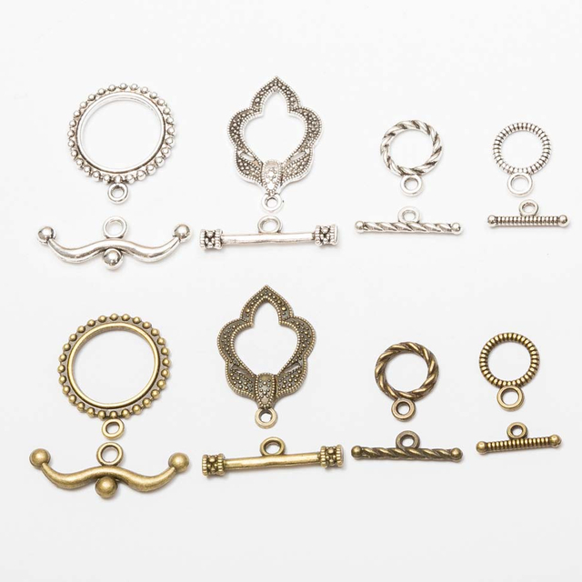 Fiasrel 10pcs Jewelry Making Accessories Heart Geometric Oval Connector Toggle Clasp