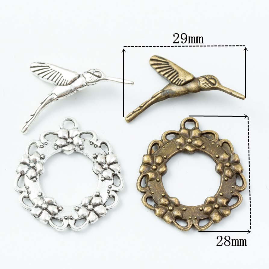 Fiasrel 10pcs Stainless Steel Hummingbird OT Toggle Clasps