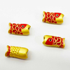 Fiasrel 2pcs Gold Arowana Gold Plating Big Hole Metal Fish Shape Loose Beads