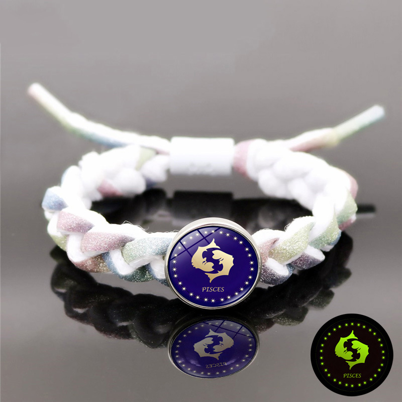 Fiasrel Twelve Constellation Bracelet Multi-Layered Luminous Reflective Alloy Bracelets