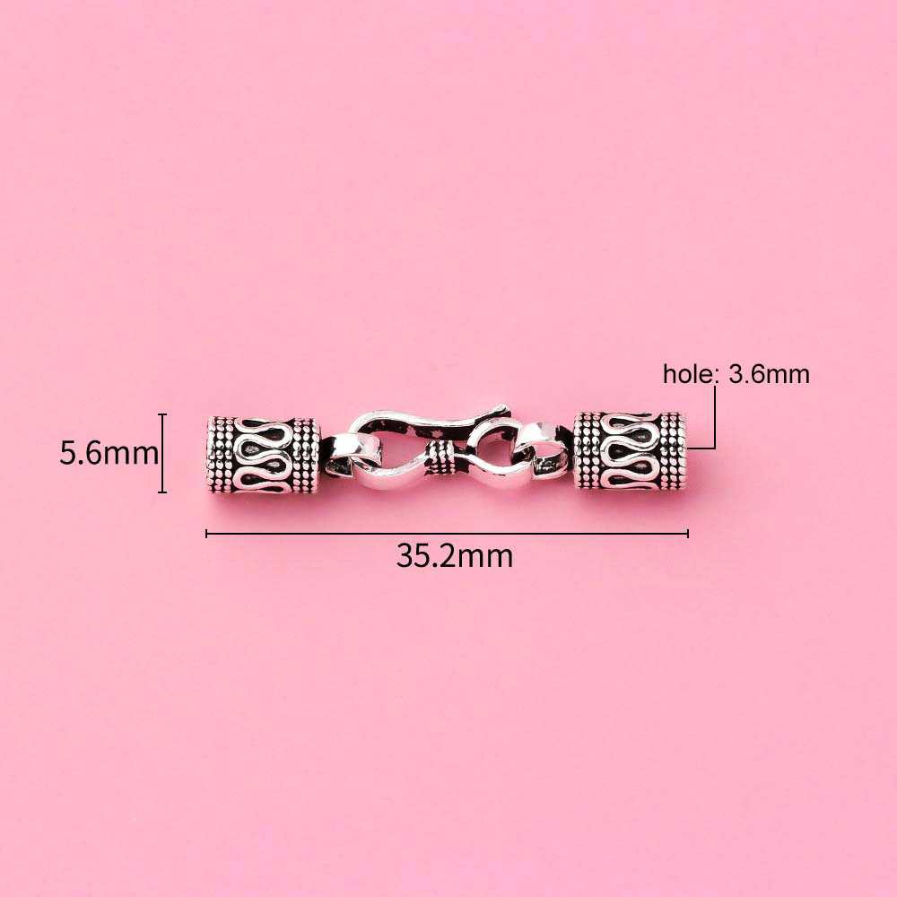 Fiasrel S925 Pure Silver Buckle Patterned Bracelet Thai Silver Retro Silver Safety Pattern Necklace Buckle Head with Connecting Buttons