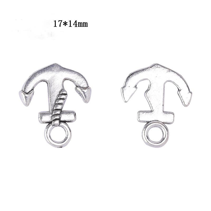 Fiasrel 20pcs DIY Accessories Retro Pendant Zinc Alloy Rudder Pendant Boat Anchor Jewelry Accessories Antique Alloy Bracelet Pendant