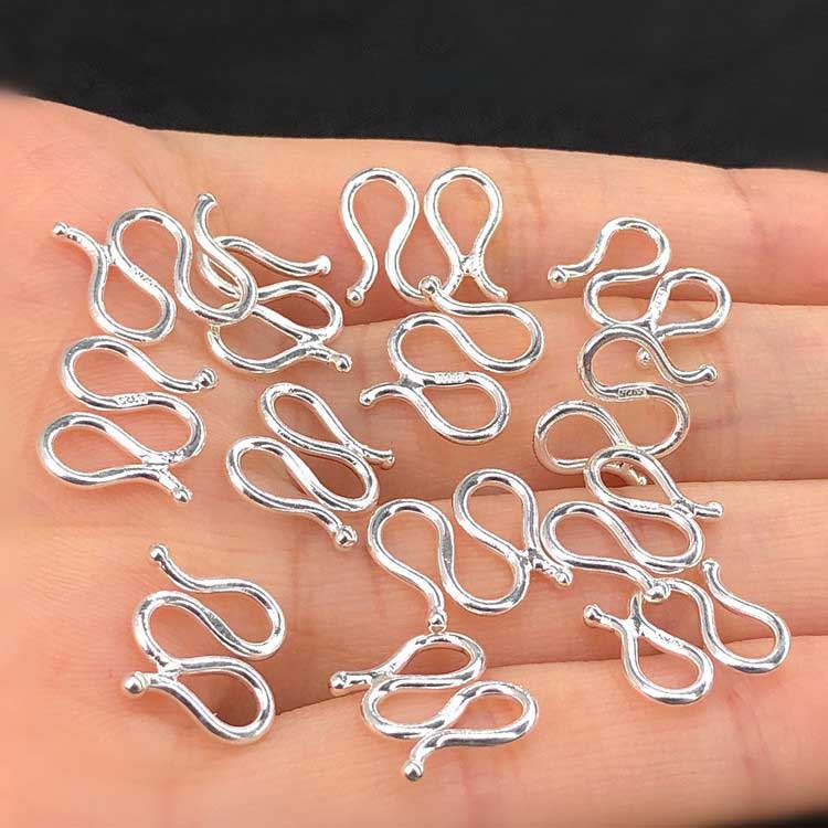 Fiasrel S925 Sterling Silver Handmade DIY Findings M Buckle Necklace Bracelet Buckle Bracelet Connecting Button Rope Hook Ring