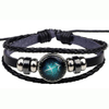 Fiasrel Handmade Beaded DIY Zodiac Bracelet Adjustable 12 Constellations Leather Bracelet