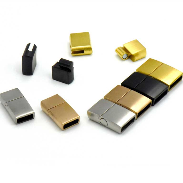 Fiasrel Handmade Jewelry Stainless Steel Clasps Leather Cord DIY Bracelet Making Connector Buckle Jewelry