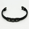 Fiasrel Custom Weave Man Leather Bracelet Stainless Steel Personalized Engraved Name Bead Bracelet for Men Jewelry