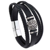 Fiasrel Magnetic Buckle Life Tree Accessories Mens PU Leather Bracelet Charms Luxury Jewelry Steel Bracelet