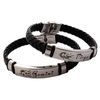 Fiasrel Twelve Constellations Bracelet Adjustable Size Leather Woven Rope Stainless Steel Bracelet