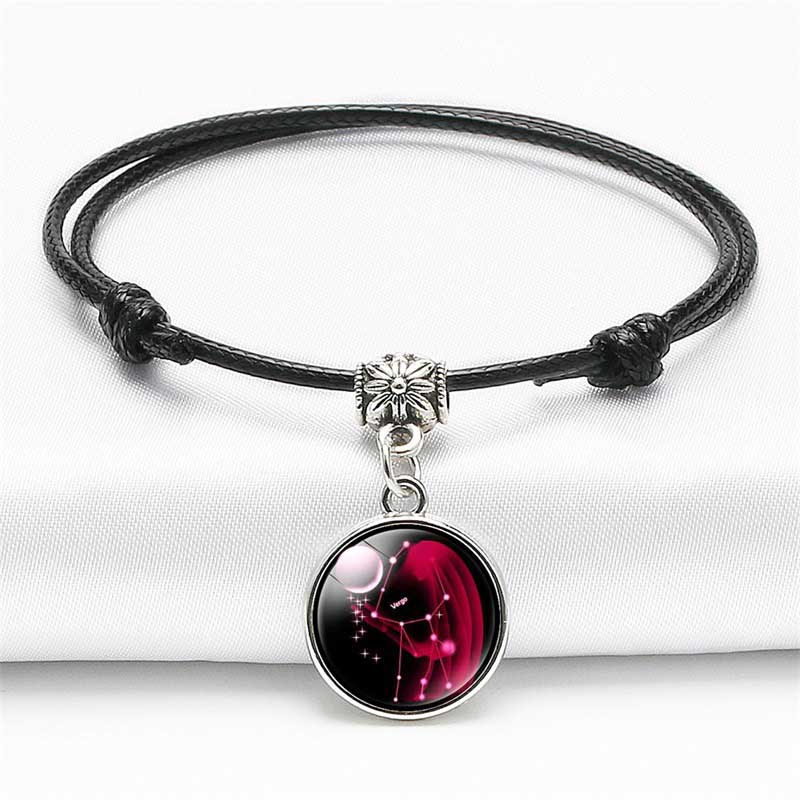 Fiasrel 12 Constellation Bracelet Leather Adjustable Wristband