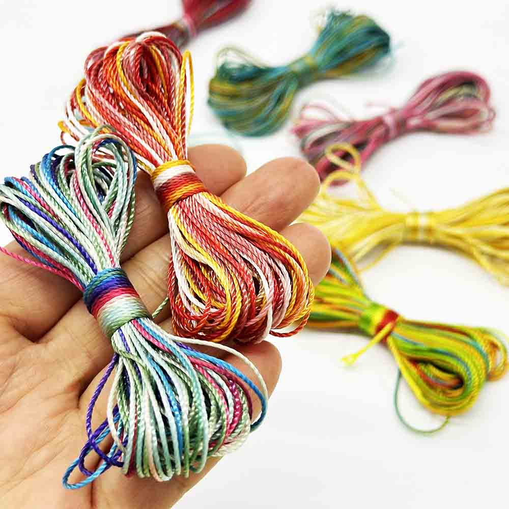 Fiasrel 8pcs/set 18 Strands 100% Polyester Thread Weaving Crafts Multi Color Sewing Threads Polyester Rainbow Thread