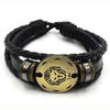 Fiasrel Zodiac Sign Horoscope Men's Leather Bracelet Vintage Retro Charm Wristband Male Jewelry Gifts