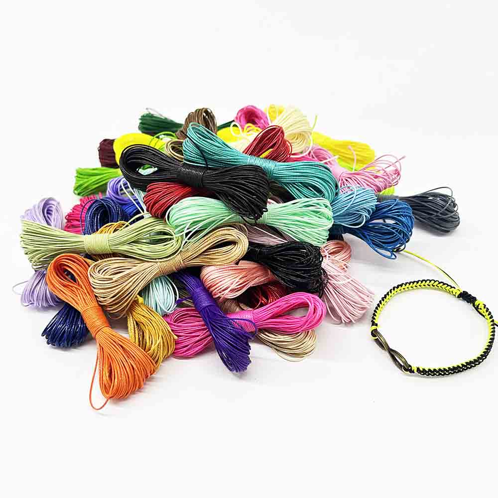 Fiasrel 0.5mm Waxed Cord Kit: 44color 10yards 200pcs Beads Wax Cord String Set