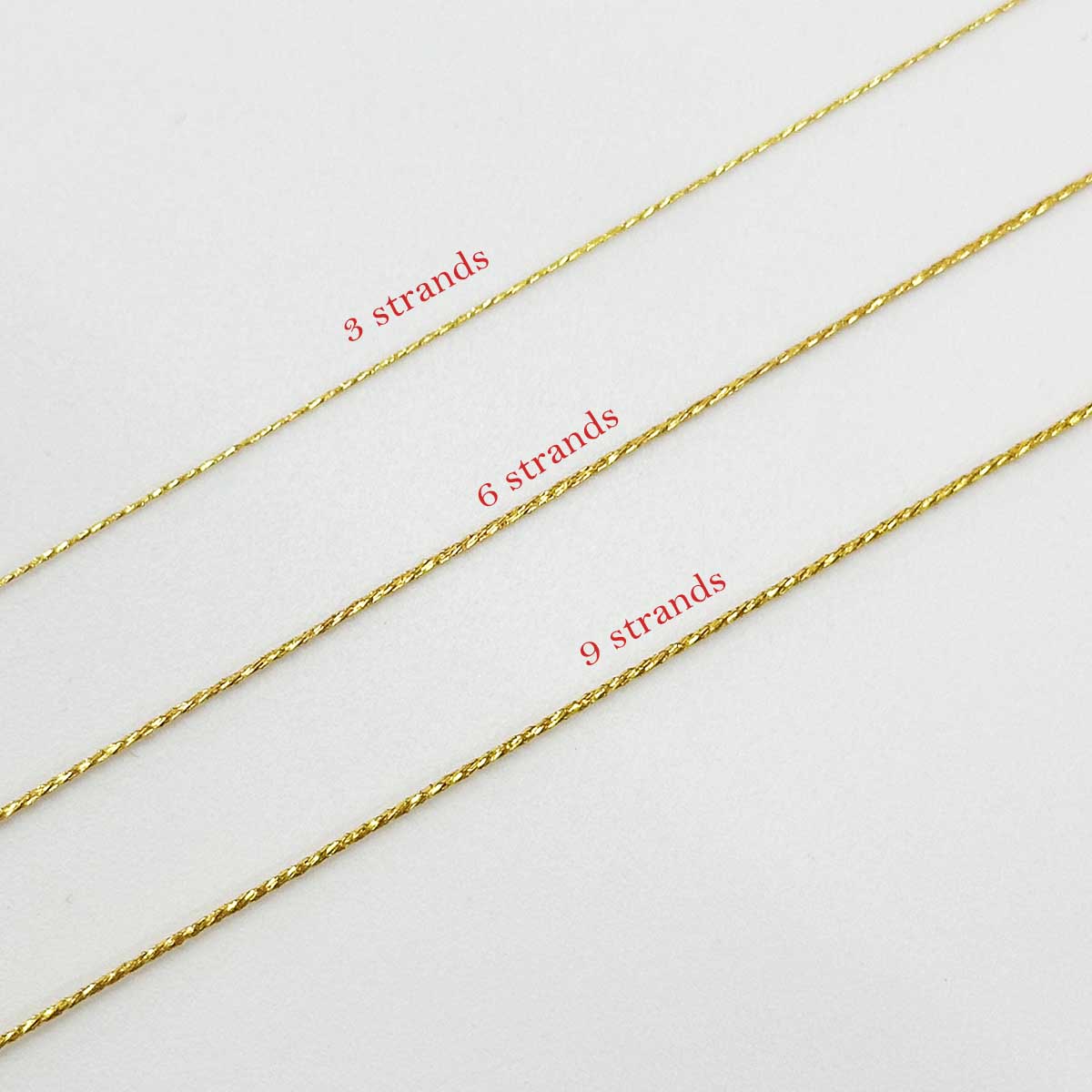 Fiasrel 10yards/pcs 3strands 6strands 9strands Gold Thread Cord String