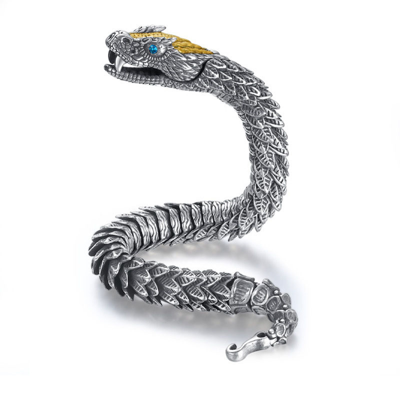 Fiasrel Serpentine Bracelet Men's Fashion ins Domineer Personality Retro Zodiac Collection Level Snake Bracelet Jewelry