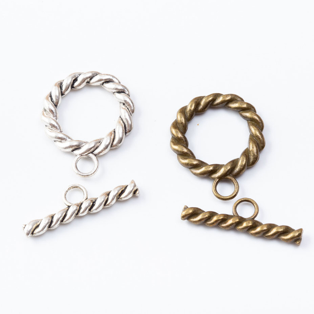 Fiasrel 10pcs DIY Jewelry Making Necklace Hooks Bracelets Connectors Simple Twist OT Toggle Clasp
