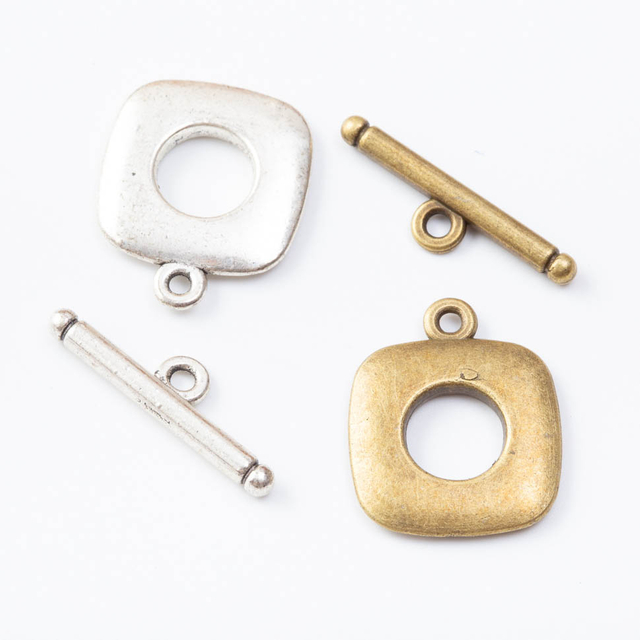 Fiasrel 10pcs Toggle Clasps Findings Buckle Connector Bracelet Necklace Jewelry Making Alloy Square OT Clasps