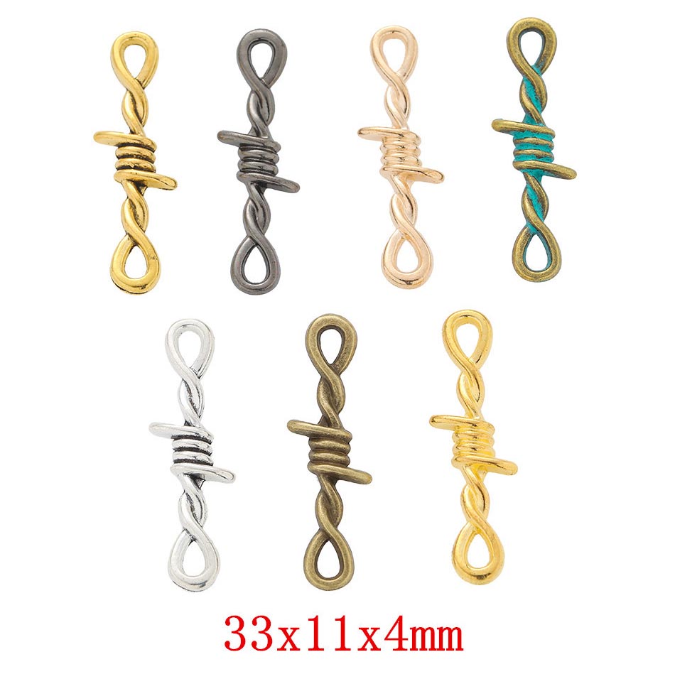 Fiasrel 10pcs Tiny Twisted Thorns Connectors Charms DIY Necklaces Bracelet Making Jewelry Accessory