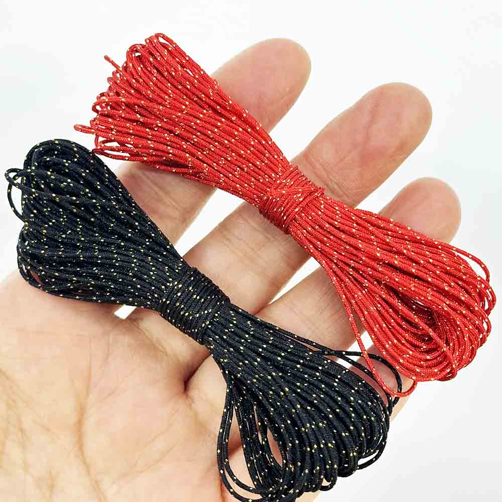 Fiasrel 5meters 0.8mm Red Black Jade Thread with Gold Thread