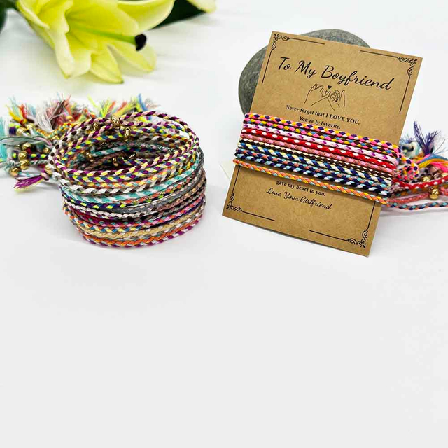Fiasrel Bracelet Woven Rope Colorful Bracelet Jewelry Couple Men's and Women's Jewelry Accessories Adjustable Cotton Rope Bracelets