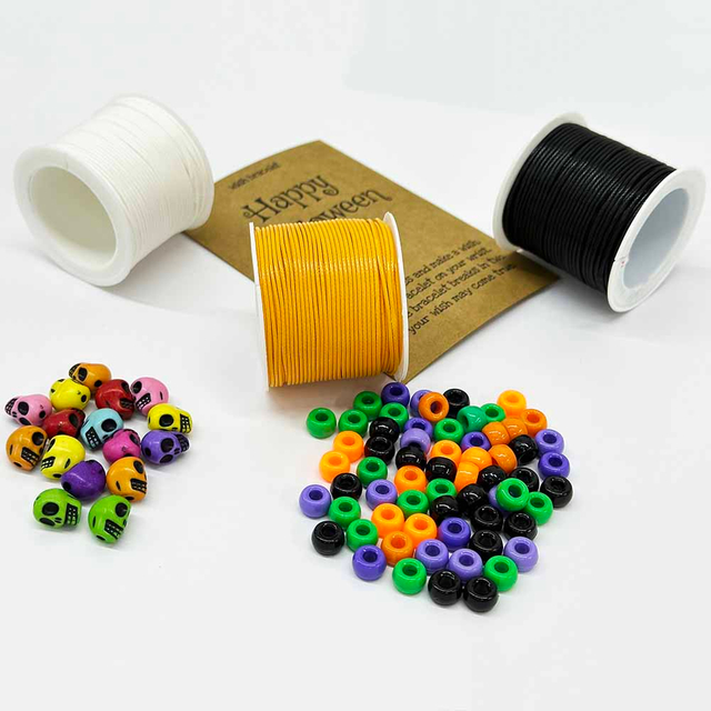 Fiasrel Halloween Thread Kit: 0.5/0.8/1.0/1.5mm 5/10/20yards Waxed Polyester Cord for Jewelry Making Necklace Earrings Bracelet Craft