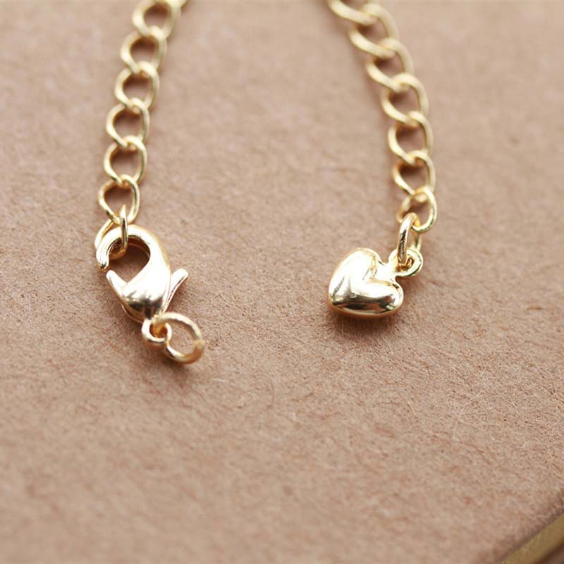 Fiasrel 10pcs 18K Gold Plated Extension Chain With Lobster Clasp Peach Heart Pendant Tail Chain