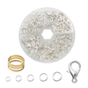 Fiasrel 1041pcs/Box DIY Jewelry Findings Components Kit Gold Split Rings Opening Jump Ring Lobster Clasp Kit