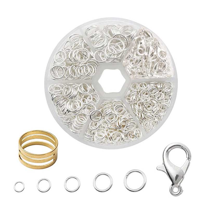 Fiasrel 1041pcs/Box DIY Jewelry Findings Components Kit Gold Split Rings Opening Jump Ring Lobster Clasp Kit