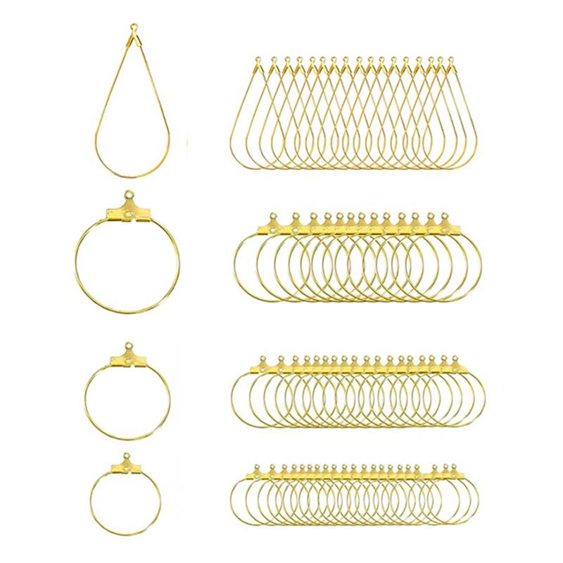 Fiasrel 20pcs 20-40mm Big Round Teardrop Hoops Earrings Dangle Clasp Ear Wires Hooks DIY Circle Earring Findings Jewelry Making Accessories
