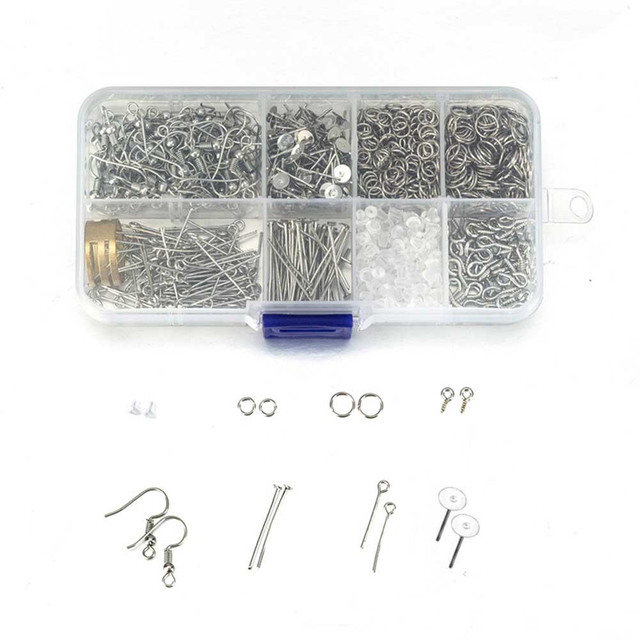 Fiasrel Hardware Accessories Set Single Loop Earring Hook Lobster Clasp Kit for Bracelet Necklace Jewelry Making Hand Tools