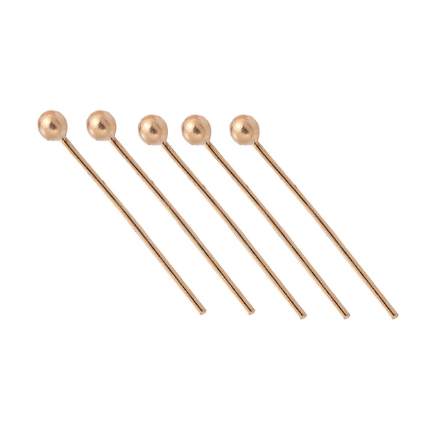 Fiasrel 100pcs DIY Beading Jewelry Making Head Pins Gold Plated Brass Ball Head Needle Pins