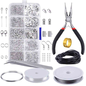 Fiasrel DIY Earrings Accessories Bead Pliers Kit Clip Buckle Lobster Clasp Open Jump Rings Earring Hook for Jewelry Making DIY Kit