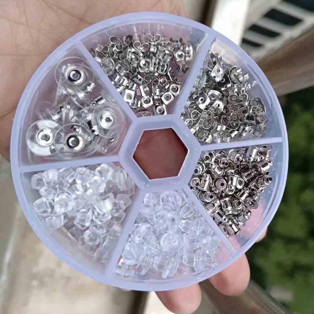 Fiasrel Mixed Fashion Jewelry Findings Kit DIY Jewelry Accessories Set Earring Backers Silicon Stoppers Kit for Jewelry Making