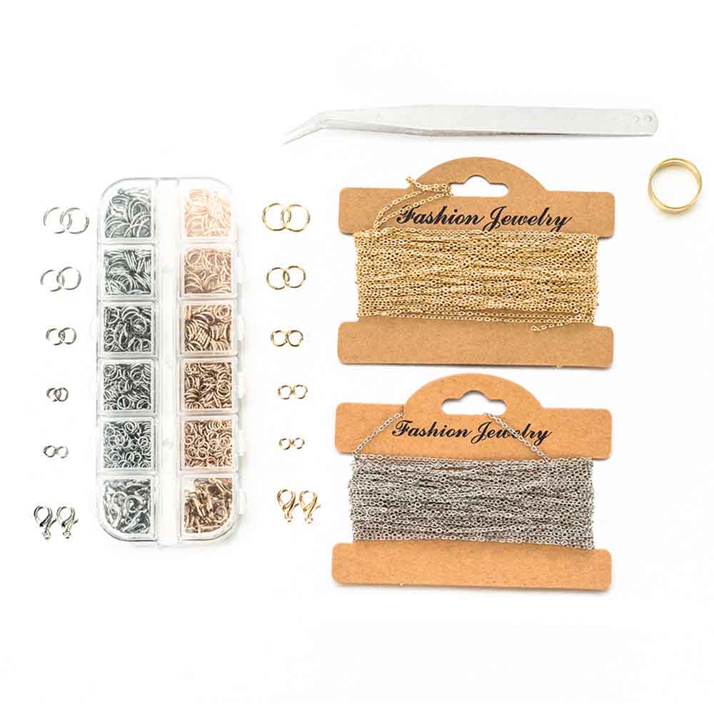 Fiasrel Lobster Buckle Jewelry Buckle Single Ring Open Ring 12 Grid Suit Manual DIY Jewelry Kit