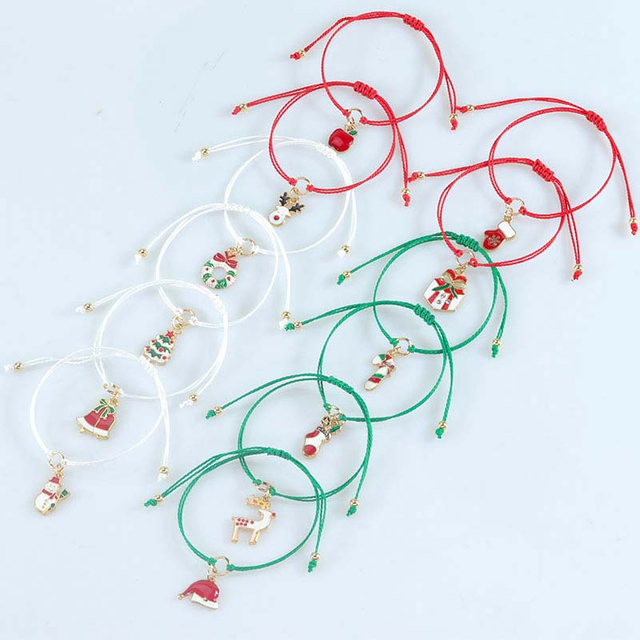 Fiasrel Fashion Jewelry Christmas Alloy Pendant Bracelets Handmade Adjustable Bracelets