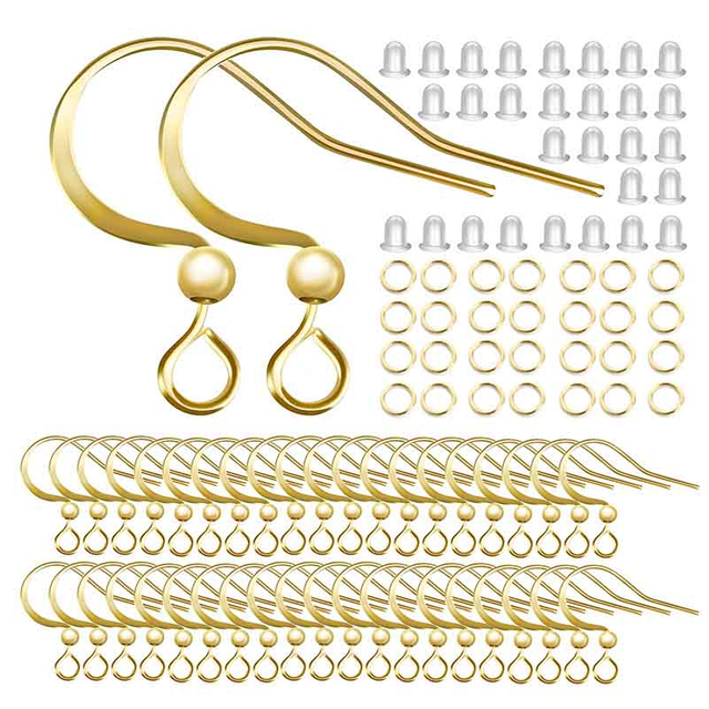 Fiasrel 10/20/50pairs Copper Plated with Sterling Silver Fish Hook Findings Earwire with Ball Hook Earrings for Jewelry Making Accessories