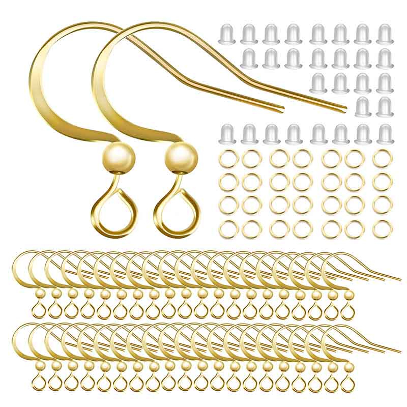 Fiasrel 10/20/50pairs Copper Plated with Sterling Silver Fish Hook Findings Earwire with Ball Hook Earrings for Jewelry Making Accessories